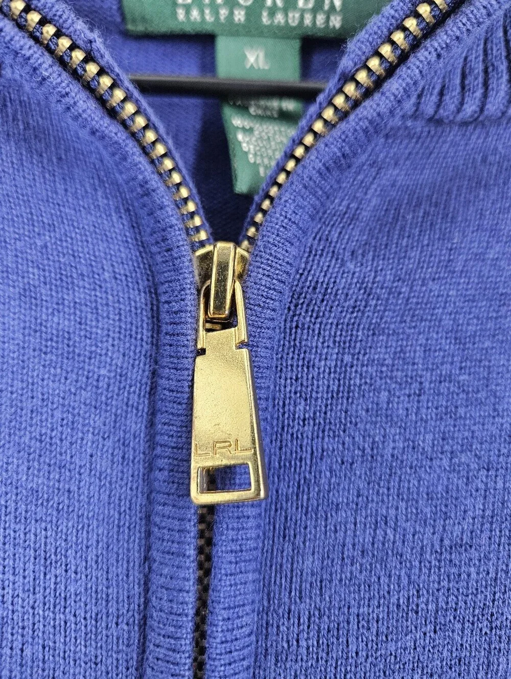 Lauren Ralph Lauren Cobalt Blue Crest Embroidered Full Zip Cardigan